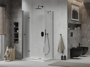 Mexen Lima, sprchový kout se skládacími dveřmi 70 (dveře) x 80 (stěna) cm, 6mm čiré sklo, černý profil + slim sprchová vanička bílá s černým sifonem, 856-070-080-70-00-4010B