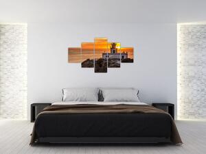 Obraz majáku při západu slunce (125x70 cm)
