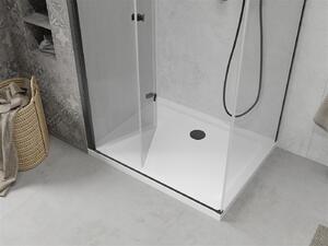 Mexen Lima, sprchový kout se skládacími dveřmi 80 (dveře) x 70 (stěna) cm, 6mm čiré sklo, černý profil + slim sprchová vanička bílá s černým sifonem, 856-080-070-70-00-4010B