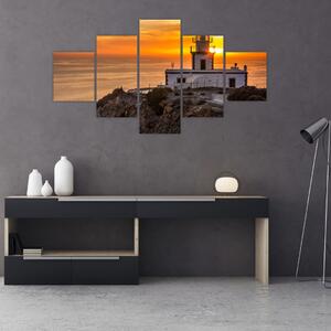 Obraz majáku při západu slunce (125x70 cm)