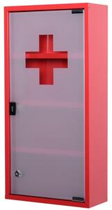 Závěsná lékárnička z nerezové oceli 30 x 12 x 60 cm | červená
