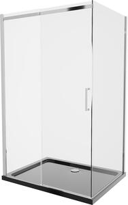 MEXEN - Omega sprchový kout, posuvné dveře, 100 x 80 cm, transparentní, chrom + vanička Flat, černá - 825-100-080-01-00-4070