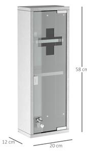 Závěsná lékárnička z nerezové oceli 20 x 12 x 58 cm | stříbrná