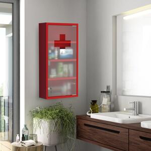 Závěsná lékárnička z nerezové oceli 30 x 12 x 60 cm | červená