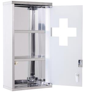 Závěsná lékárnička z nerezové oceli 25 x 12 x 48 cm | stříbrná
