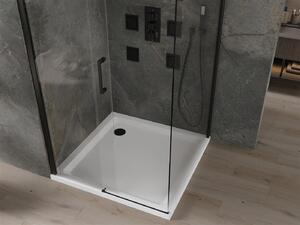 MEXEN - Omega sprchový kout, posuvné dveře, 100 x 100 cm, transparentní, černá + vanička Flat, bílá - 825-100-100-70-00-4010B