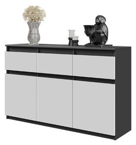 NOAH - Komoda / příborník se 3 zásuvkami a 3 dvířky - antracitově šedá / bílá matná V75cm Š120cm D35cm