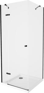 MEXEN - Roma sprchový kout, sklápěcí, 80 x 80 cm, transparentní, černá + vanička Flat, bílá - 854-080-080-70-00-4010B