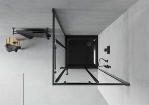 Mexen Rio, čtvercový sprchový kout s posuvnými dveřmi 80 x 80 cm, 5mm čiré sklo, černý profil + černá sprchová vanička, 860-080-080-70-00-4070B