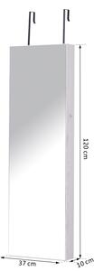 Závěsná šperkovnice s LED osvětlením a zrcadlem 37 x 10 x 120 cm | světle šedá