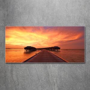 Foto obraz skleněný horizontální Maledivy bungalovy osh-80965646