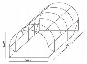 Zahradní fóliovník zelený, rolovací dveře 800x300 cm TUN5620