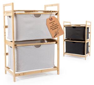 Hennez Bambusová komoda do koupelny, 84,5 cm, 57x34 cm, úložná skříň Hennez, bambusový design, světle šedá barva – pro uskladnění a úložný prostor pro domácí potřeby