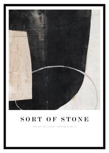 Plakát v rámu 52x72 cm Sort Of Stone – Malerifabrikken