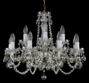 Lustr s barevnými ověsy L074B 8007, Varianta Zlatý