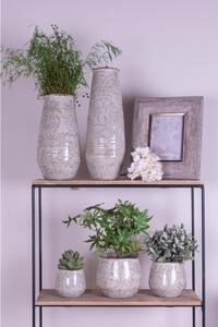 Béžová keramická váza s listy Lovely Leaves L - Ø14*40 cm