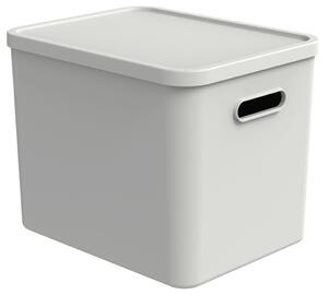 Rotho Úložný box, rovný s víkem, 27l, matně bílá ALBU LIGHT, 37x29x30