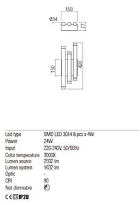 Redo 01-2038 - LED Nástěnné svítidlo MADISON 6xLED/4W/230V černá