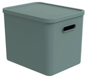 Rotho Úložný box, rovný s víkem, 27l, matně zelená ALBU LIGHT, 37x29x30