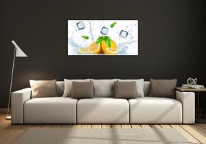 Foto obraz skleněný horizontální Citrony s ledem osh-82344620