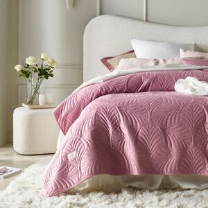Růžový velurový přehoz na postel <x>Feel 170 x 210 cm