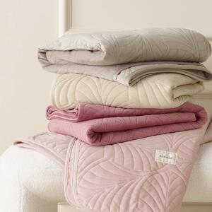 Růžový velurový přehoz na postel <x>Feel 170 x 210 cm