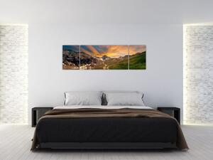 Obraz - Odraz v horském jezeře (170x50 cm)