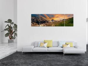 Obraz - Odraz v horském jezeře (170x50 cm)