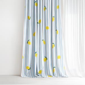 Goldea bavlněný závěs - svěží citrony s proužky 140x150 cm