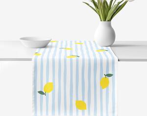 Goldea běhoun na stůl 100% bavlněné plátno - svěží citrony s proužky 35x140 cm