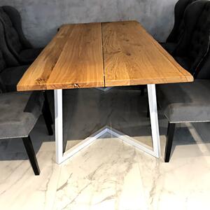 KULHÁNEK Moderní stůl s rustikální hranou a kovovou podnoží "V" Velikost desky: 150x80 cm, Odstín podnože: antracit - RAL 7016