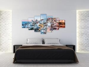 Obraz - Stmívání v Santorini (210x100 cm)