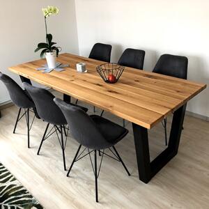 KULHÁNEK Masivní jídelní stůl s rovnou hranou a kovovou podnoží Velikost desky: 160x80 cm, Odstín podnože: antracit - RAL 7016