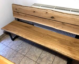 KULHÁNEK Designová jídelní lavice s opěradlem Délka: 150 cm, Odstín podnože: černá s jemnou strukturou - JS RAL 9005