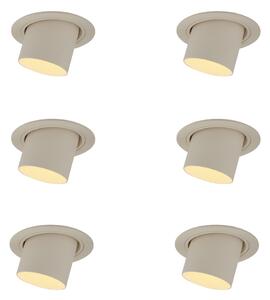 Sada 6 zapuštěných bodových světel béžová GU10 50mm kulatá otočná a naklápěcí - Installa