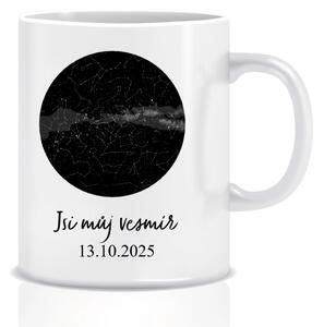 Personalizovaný klasický bílý hrníček s hvězdnou mapou 300 ml