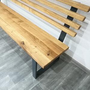 KULHÁNEK Designová jídelní lavice - dubové dřevo a kvalitní ocel Délka: individuální, Odstín podnože: černá s jemnou strukturou - JS RAL 9005