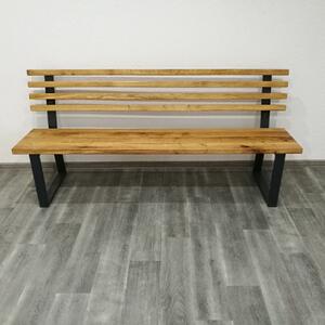KULHÁNEK Designová jídelní lavice - dubové dřevo a kvalitní ocel Délka: 150 cm, Odstín podnože: černá - RAL 9005