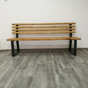 KULHÁNEK Designová jídelní lavice - dubové dřevo a kvalitní ocel Délka: 150 cm, Odstín podnože: černá s jemnou strukturou - JS RAL 9005