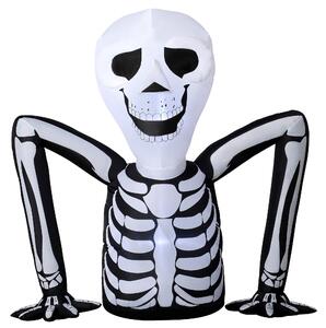 Nafukovací halloweenská kostra vylezající ze země s LED světly, děsivá dekorace do interiéru i exteriéru