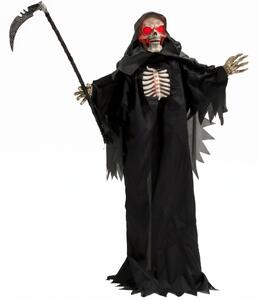 170 cm animovaná halloween dekorace Smrtka se zvukovou a dotykovou aktivací, svítícími očima a hrudníkem