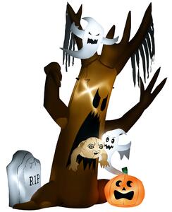 Halloween dekorace, 2,40m vysoký strom duchů, samonafukovací, LED osvětlení, pro venkovní použití