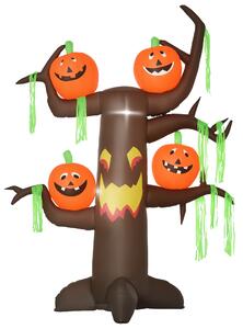 HOMCOM Nafukovací strašidelný strom s dýní Halloween dekorace, nafukovací figurína s LED osvětlením, polyester, 180x80x240cm