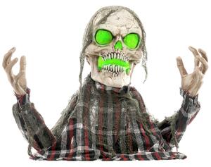 Halloween dekorace Groundbreaker - kostra, ohebné paže, svítící oči, děsivý výkřik