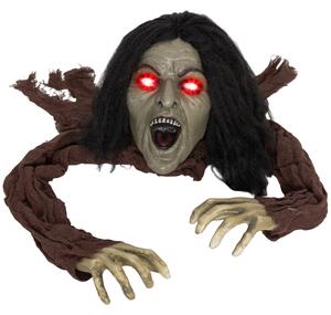 Plazící se zombie dekorace na Halloween, zvuky, světla, napájení na baterie