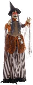 Čarodějnice s kouzelným lektvarem, halloweenská dekorace, strašidelné zvuky, červené oči, pohyblivá, 183 cm