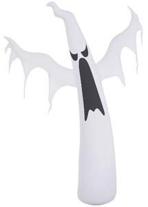 HOMCOM Halloween nafukovací duch 1,8 m dekorace s LED IP44 samonafukovací polyester bílá 130 x 30 x 180 cm