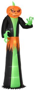 HOMCOM Halloweenský duch s LED světly, samonafukovací, včetně ventilátoru, 100 cm x 96 cm x 270 cm, zelená + žlutá + černá