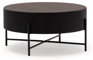 Konferenční stolek Corbi 80 cm do obývacího pokoje - tmavý ořech / černá matná