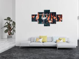 Obraz stáda plameňáků (125x70 cm)